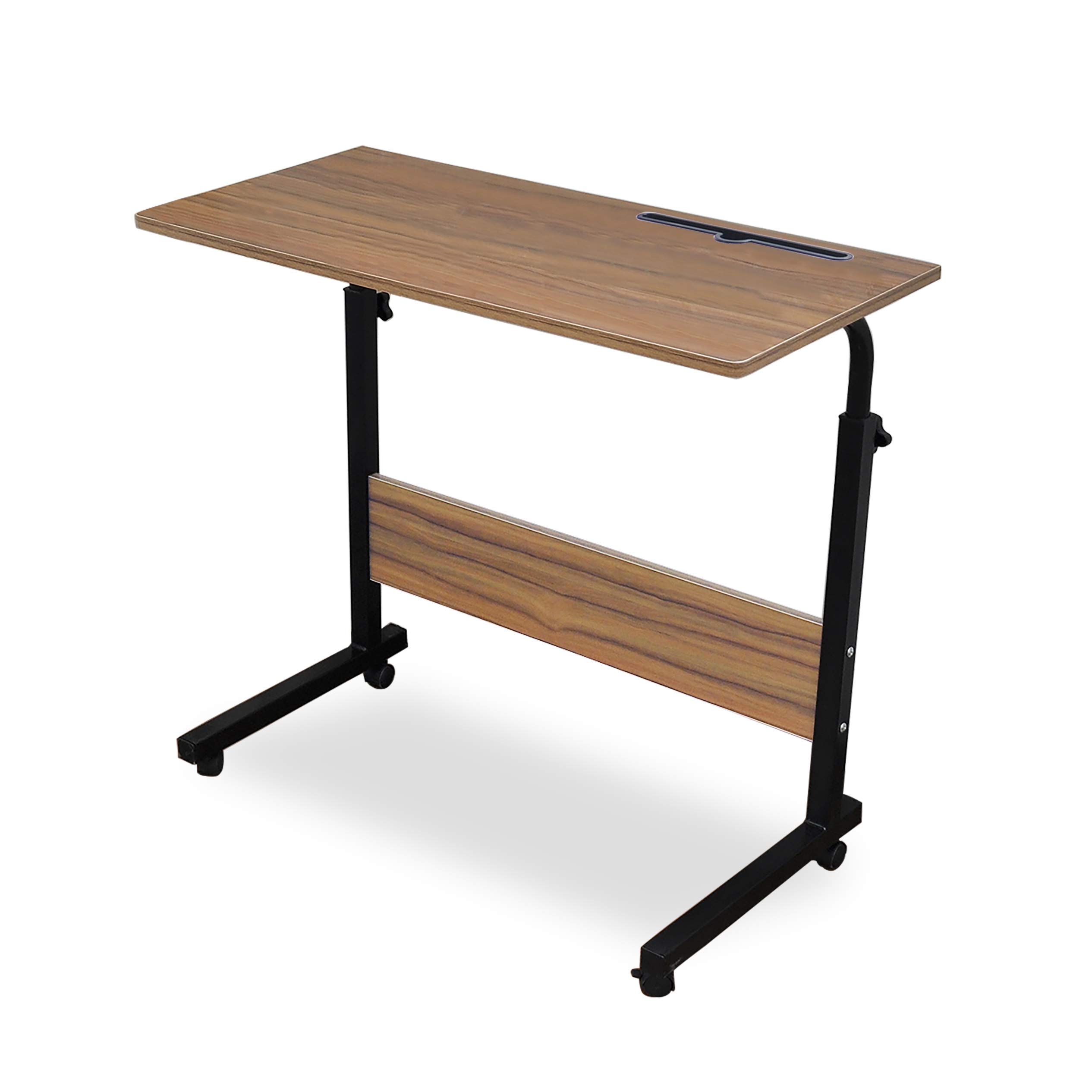 Everflying Adjustable Portable Desk with Pad or Phone Holder, 31.5 inches Large Desktop, with Wheels and Light Weight Laptop Stand for Bed and Sofa, Vintage Oak.