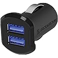 Scosche USBC242M ReVolt Universal Cigarette Lighter Multi Device Compact Dual Port USB Car Charger, Fast Charge Two Devices Simultaneously, Black