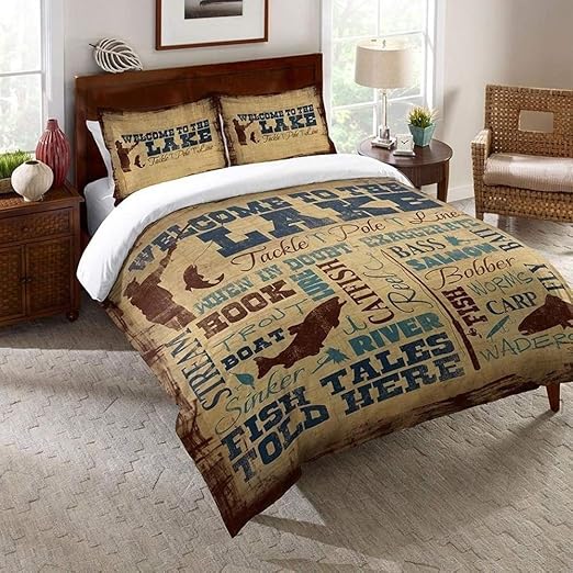Amazon Com 1 Piece Brown Log Cabin Style Queen Comforter Beige