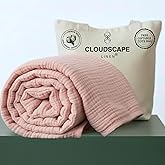 CLOUDSCAPE LINEN Luxury 100% Cotton Muslin Blanket King Size, 4 Layer Oversized 92x108 Fit Upto CaLKing Bed, Layering Winter Blankets for Bed, Soft Cotton Gauze Quilt, All Season Seashell Pink Bedding