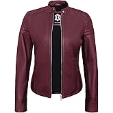 UrbanFocal Real Leather Jacket Women - Cafe Racer Style Motorcycle Leather Jackets For Womens
