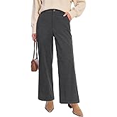 GRAPENT Corduroy Wide Leg Pants Woman High Waisted Fall Business Casual Elastic Waist Loose Trendy Trousers with Pockets