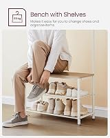 VASAGLE 3-in-1 Coat Rack with Shoe Bench Oak Cream HSR041W09 view 6