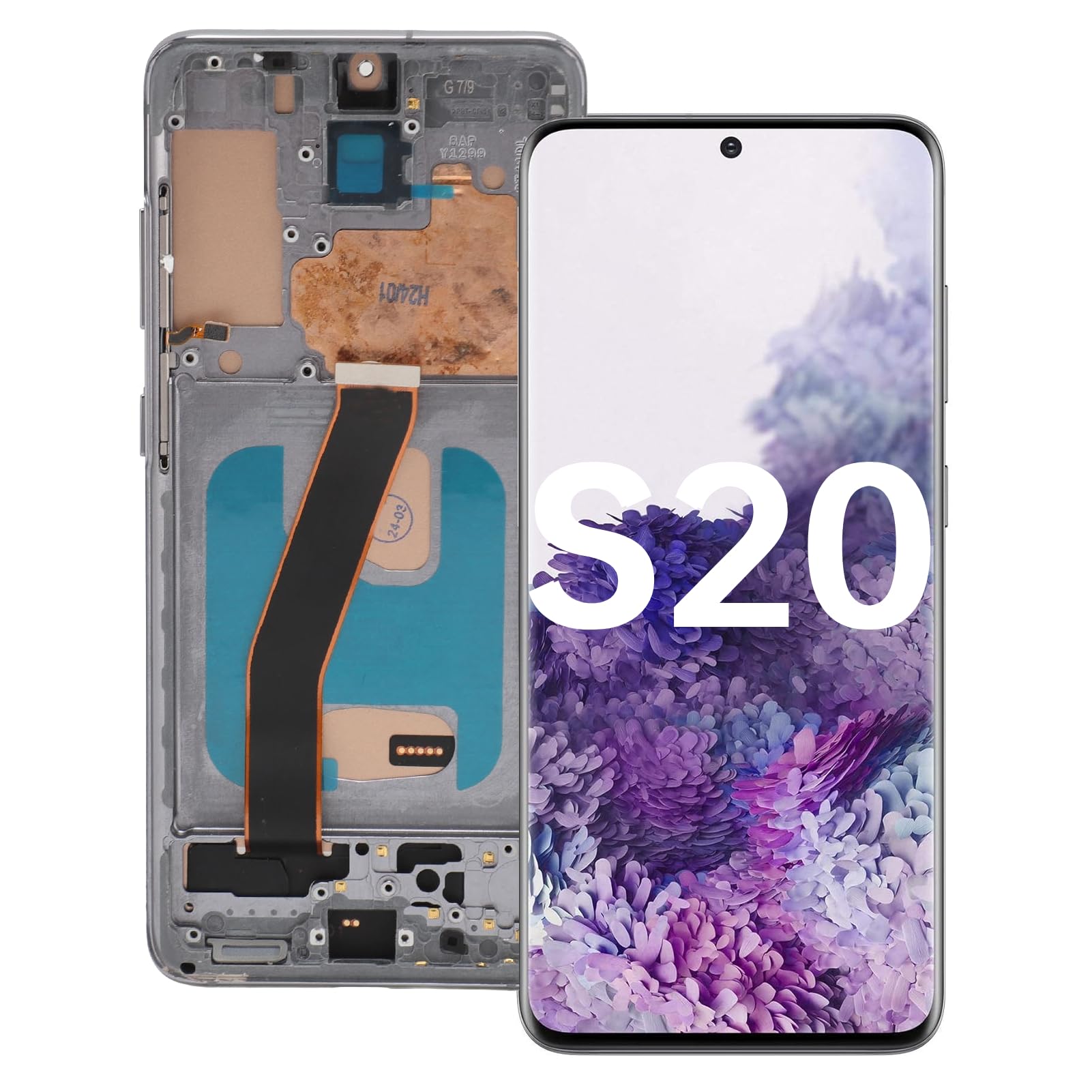 MENDUNER Organic Screen Replacement for S20 4G, S20 4G 6.2 Inch Frame, Digitizer Assembly with Frame Repair Tools for S20 4G (Blue)