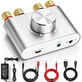 Facmogu F900S Bluetooth 5.0 Mini Power Amplifier, 50Wx2 Digital Stereo Amp | 2.0CH 100W | Hi-Fi Wireless Audio Receiver | AUX/USB/BT Input | Included 12V Power Adapter | For Passive Speakers | Silver