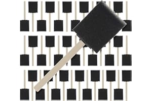 U.S. ART SUPPLY US Art Supply 2 inch Foam Sponge Wood Handle Paint Brush Set (Super Value Pack of 40) - Lightweight, Durable and Great for Acrylics, Stains, Varnishes, Crafts, Art