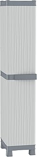 Terry, Base 2350 RUW, Schrank mit 1 Tür und 4 Einlegeböden, für innen und außen. Farbe: Grau, Material: Kunststoff, Abmessungen: 35x43,8x181,8 cm, Hellgrau/Dunkelgrau
