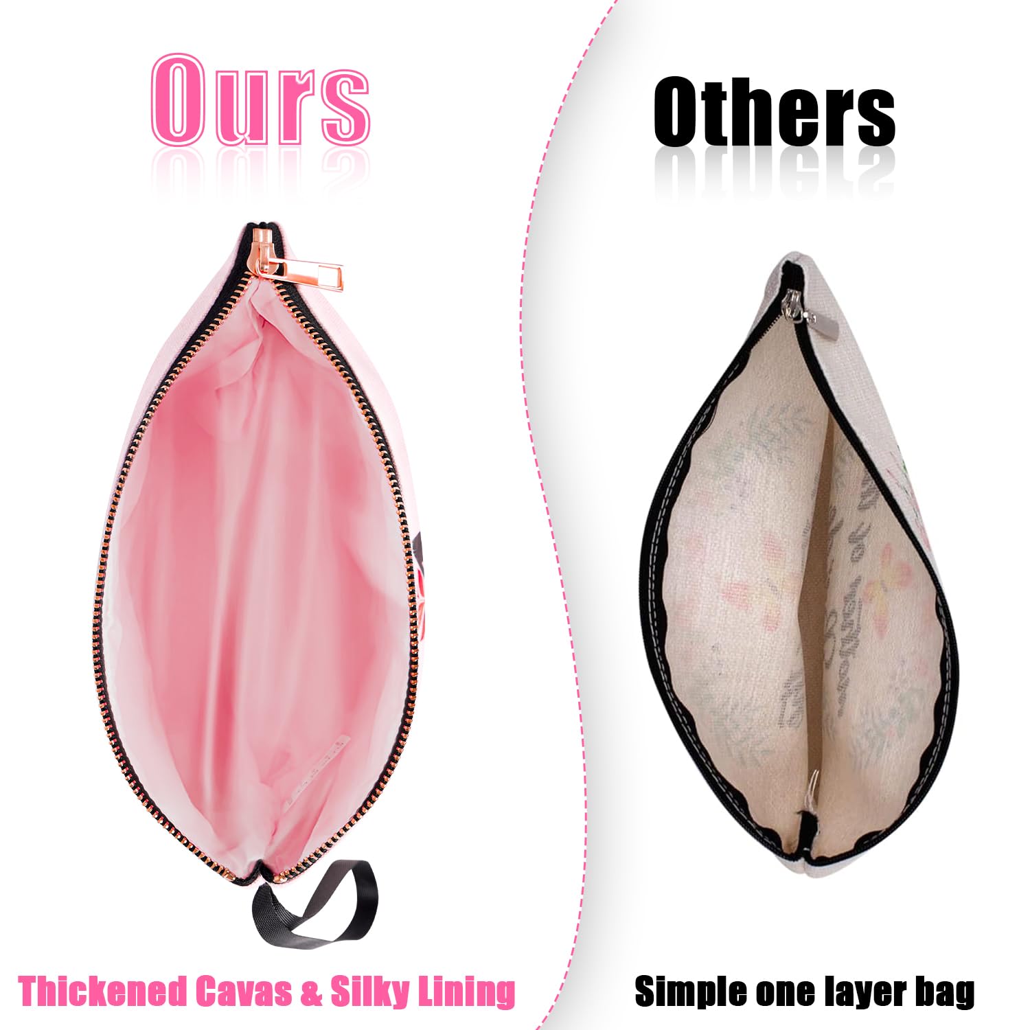 Vavabox A-Z Personalized Makeup Bag, Birthday Gifts for Women Mom, Gifts for Best Friend, Bride Bridesmaid Cosmetic bag (L, Pink)