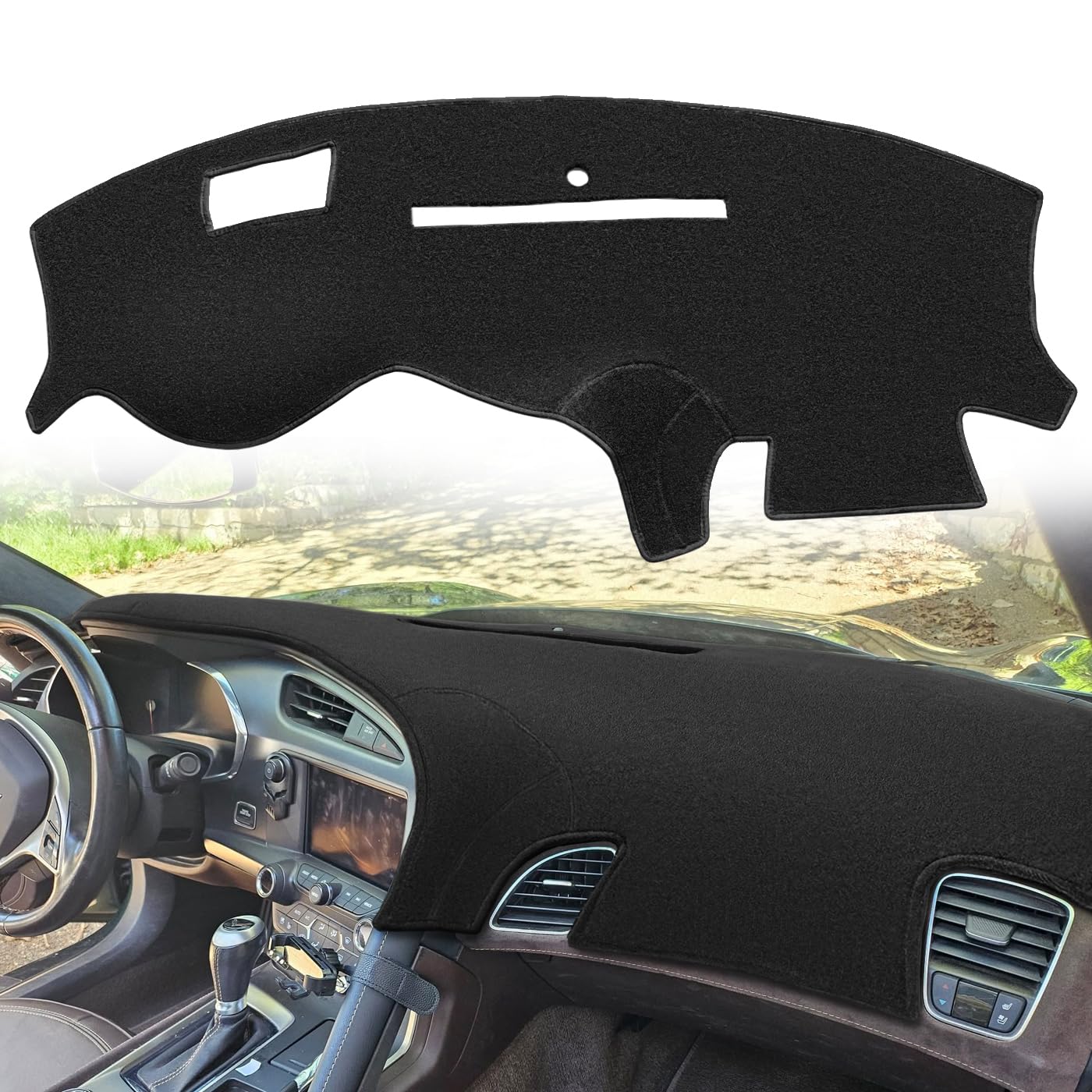 Photo 1 of Fcovergurus Dash Cover Mat Custom Fit for Chevy Chevrolet Corvette with Head Up Display with Light Sensor,Dashboard Cover Cap Pad Carpet Protector (Black) F325