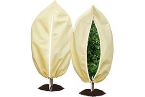 LUCDNC Plant Covers Freeze Protection 2 Pack 47.2”*70.8” with Zipper and Drawstring Frost Cloths for Outdoor Garden Plants Tree Potted Winter Cold Weather
