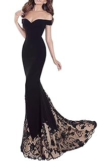 Queen Diana Mujer Fuera del Hombro Maxi Largo Noche Paseo Vestir Bordado Sirena Fiesta Formal Cóctel Vestidos