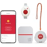 WiFi Caregiver Pager Life Alert Systems for Seniors No Monthly Fee App Control Medical Alert Systems for Seniors, 1Waterproof Call Button+ 1Watch Button 1Receiver(Only Supports 2.4GHz Wi-Fi)