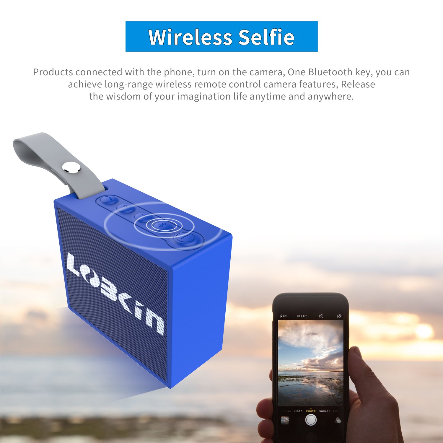 LOBKIN Portable Wireless Bluetooth Speaker with 5W Audio Driver,IPX6 Water Resistant Outdoor Bluetooth V4.1 HiFi Speaker with Enhanced Bass,8 Hours Playing Time,for Outdoor& Indoor (Blue)