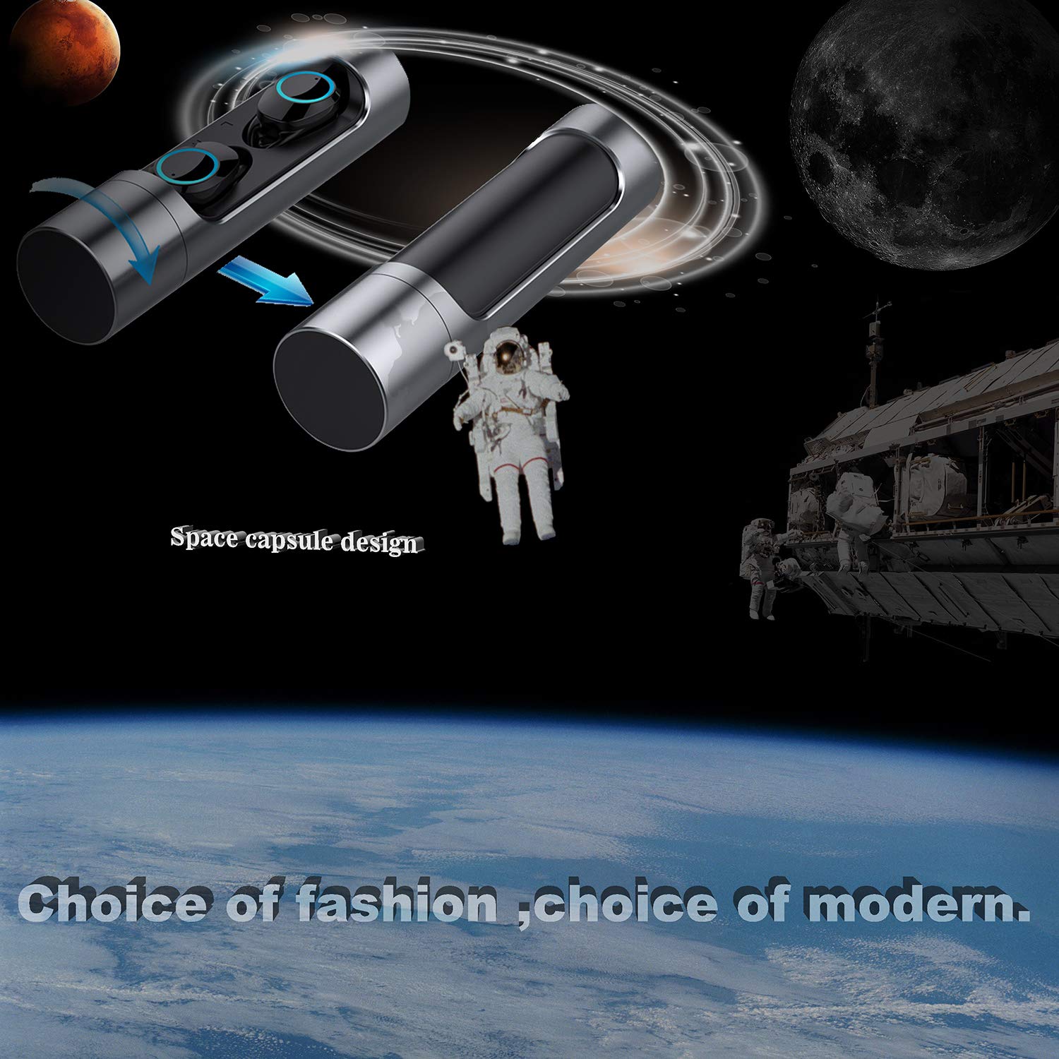 True Wireless Earbuds, Bulife TWS Bluetooth 5.0 Headphones, in-Ear Stereo Wireless Earphones, Deep Bass 3D Stereo Sound Headset for Running Sports,Portable Charging Case