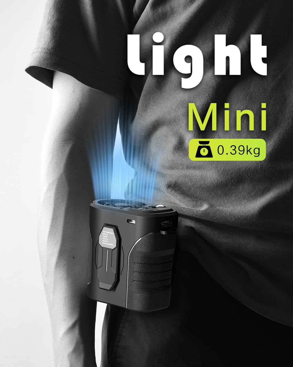 Yinken Waist Fan 10000mAh Rechargeable,Portable Fan with over 24H Working Time, 15000RPM Strong Airflow Wearable small Belt Fan Personal Waist Clip for Clothes Shirt Farm Work Hiking Outdoor Jobsite