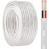 MOOKEERF 22 AWG 2 Conductor Stranded Shielded Plenum Cable 50FT 22/2 Shielded Wire White CL3P Jacket for Security/Alarm/Access Control/Sound