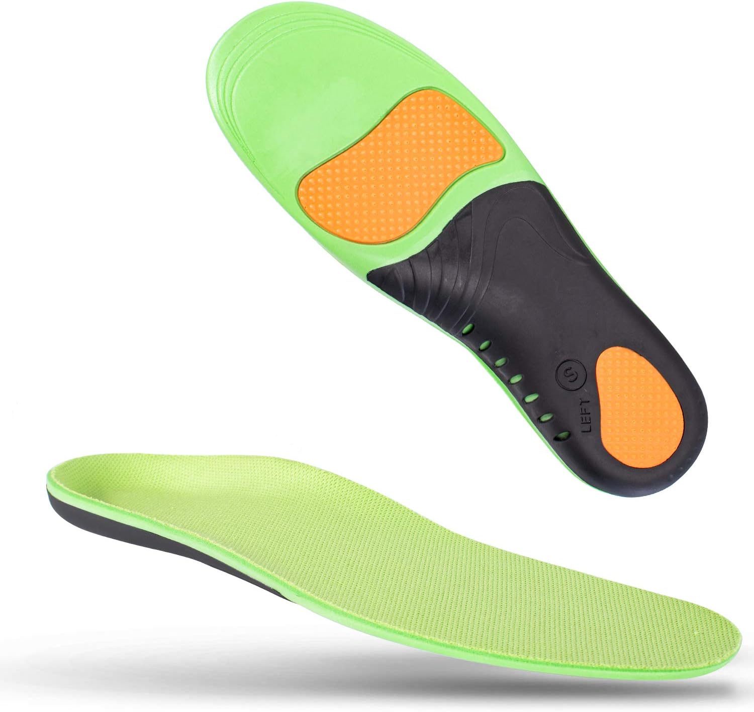 Shoe Insoles for Men Arch Supports Orthotics (2pair) Arch Pain Plantar Fasciitis Feet Insoles Inserts Relieve Flat Feet High Arch Foot Pain for Men Women (Green, (2pair) L: M10-12 / W 11-13 (11.81")): Health & Personal Care