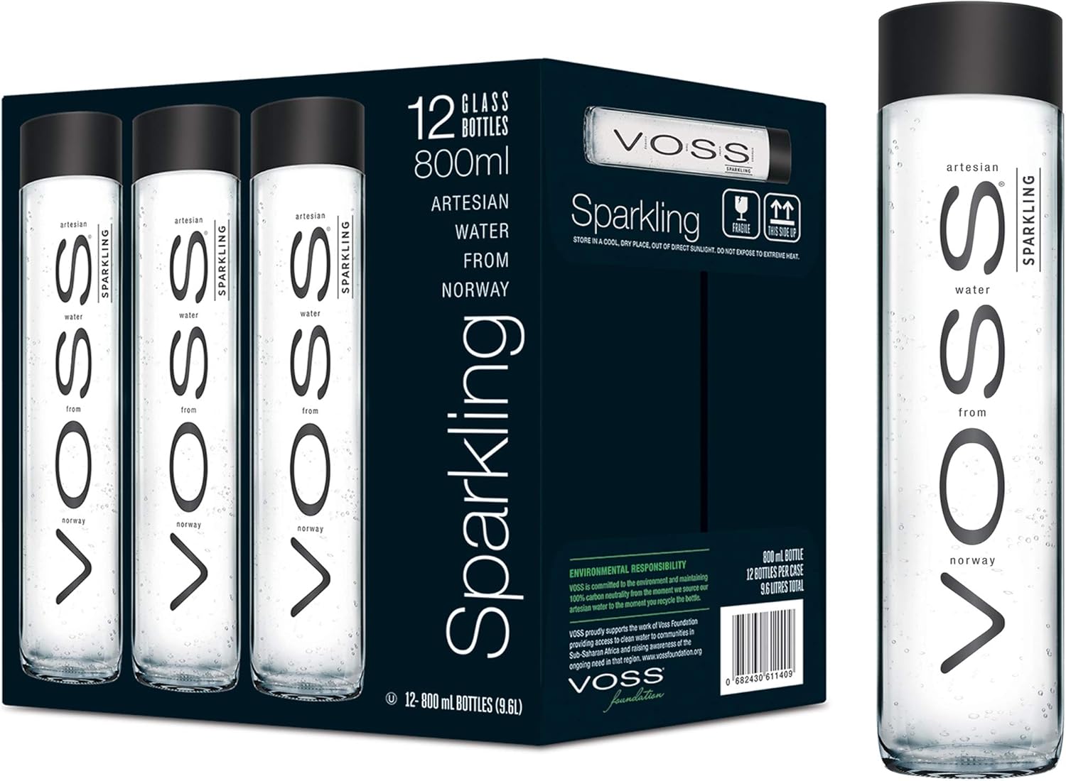 VOSS Sparkling, Glass Bottle, 800 ml (Pack of 12) Buy Online at Best