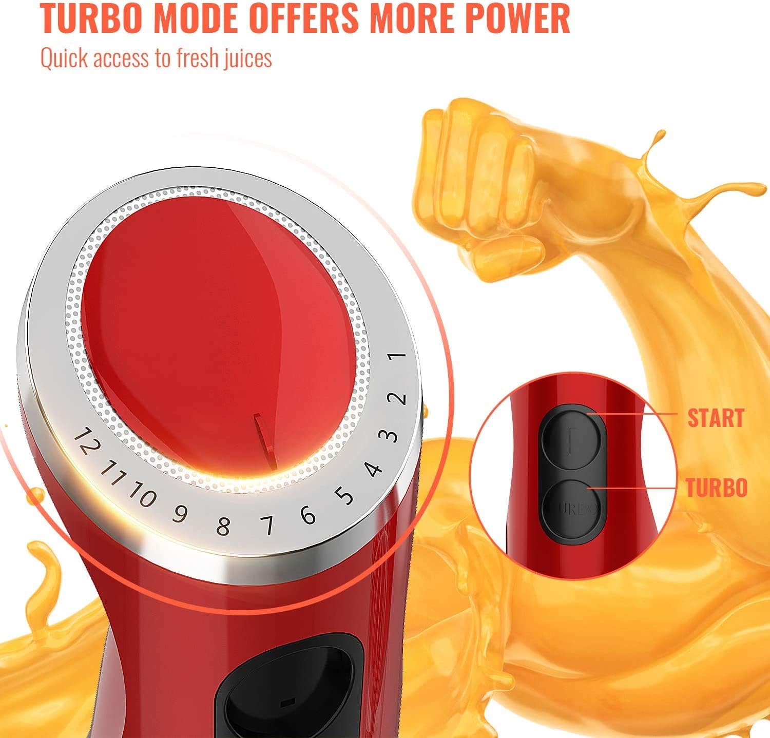 KOIOS 800W 4-in-1 Multifunctional Immersion Hand Blender, 12 Speed, 304 Stainless Steel Stick Blender, Titanium Plated Blade, 600ml Mixing Beaker, 500ml Food Processor, Whisk Attachment, BPA-Free, Red: Kitchen & Dining