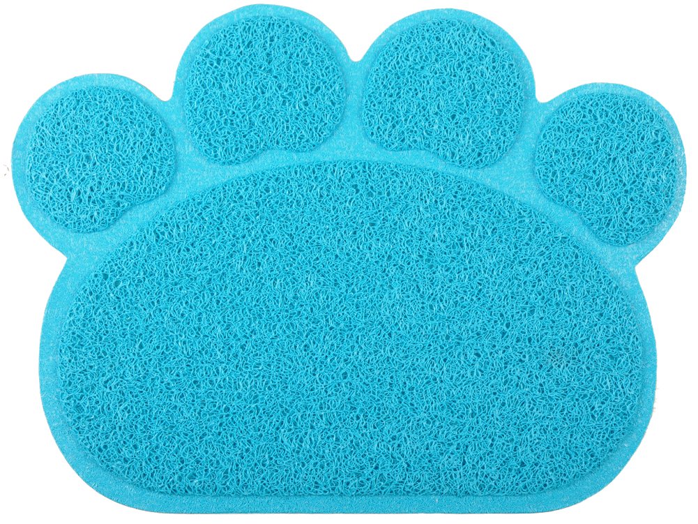 DM Paw-Shaped Cat Litter Tray Mat,40x30 cm (DeepSkyBlue)