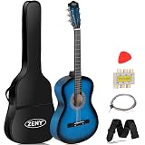 ZENY 38 inch Acoustic Guitar Full Size Beginners Package Kit for Right-handed Starters Kids Music Lovers w/Case, Strap, Pitch Pipe and Pick (Blue)