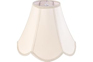 GO&SO 6x13x10.6" Barrel Lamp Shades (Spider) Yellowish Beige Scalloped Lamp Shade -Bell Faux Silk Shades for Floor/Table/Bedside Lamps,Modern Lamp Shade Petal Edge Braid Design -Easy Assembly -1 Pack