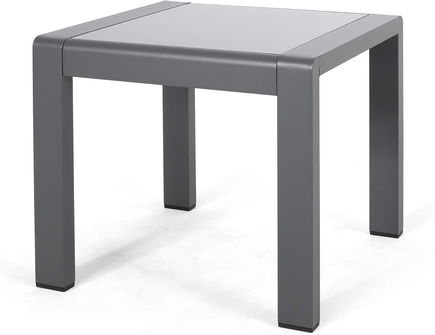 Amazon Com Giovanna Coral Outdoor Aluminum Side Table With Glass Top Matte Gray And Gray Finish Kitchen Dining