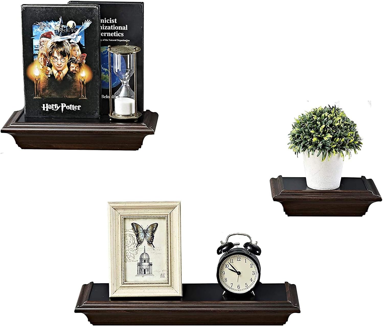 YFDZONE Floating Shelves Wall Mounted Wall Shelf Storage Shelf Wall Mounted Set of 3 Display Ledge Shelves for Bedroom,Bathroom,Kitchen,Living Room(Wood Grain Color)