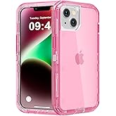 Follaroma for iPhone 14 Case, Heavy Duty Shockproof Protection Phone Cases, Anti-Drop, Dual Layer Transparent Protective Cover Compatible with iPhone 14, 6.1 inch, Crystal Pink