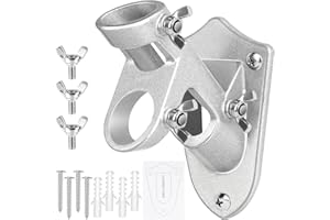 HPGOED Flag Pole Holder, Outside House Flag Pole Bracket, Heavy Duty Metal Flag Mount, Aluminum Alloy Mounting Brackets, Outdoor Flag Holder- Strong Rust Free, Dual Position 1 inch Silver