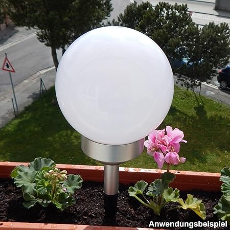Solarlampe 4LED Ø15cm Solarleuchte Erdspieß Balkonhalter Kugelleuchte Solar