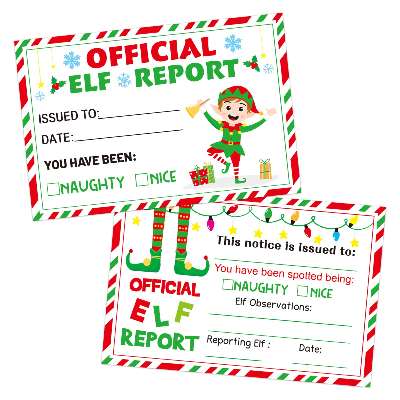 Photo 1 of 100 Pcs Christmas Official Elf Reports Xmas Elf Notes Cards Elves Notice Naughty or Nice Behavior and Accompany Your Elf for Holiday Kids Activities