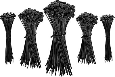Amazon Basics Adjustable Cable Ties 100/120/150/200/300 mm Pack 500 Black