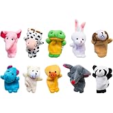 Super Z Outlet Velvet Cute Animal Style Finger Puppets for Children, Shows, Playtime, Schools - 10 Animals Set