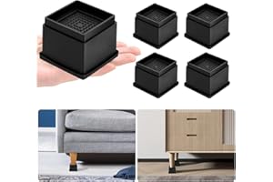 shouwuhho 4 Pack Furniture Risers 2 Inch, Adjustable Bed Risers Heavy Duty, Square Stackable Bed Risers 2" or 4" for Desk Leg Table Couch Sofa Chair Bed Frame Legs Dorm, Black