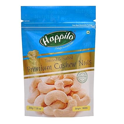 Happilo Premium Toasted and Salted Cashews, 200g (Pack of 5)