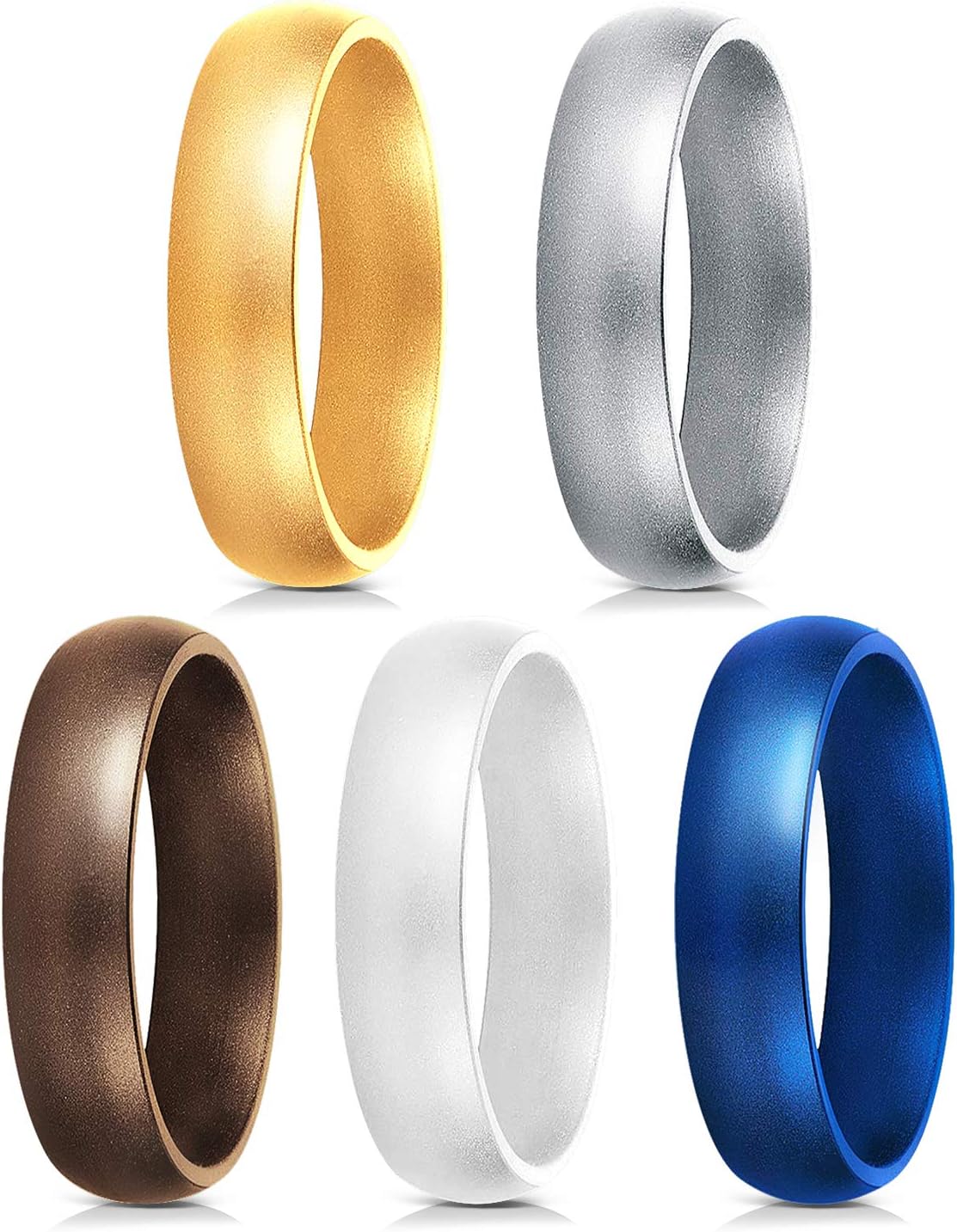 DLQ Silicone Wedding Ring for Men & Women,5 Pack Affordable Medical Grade Breathable Silicone Ring Comfort,Glitters,Durable,Hypoallergenic, Multiple Matching Colors, Lifetime Quality Guarantee