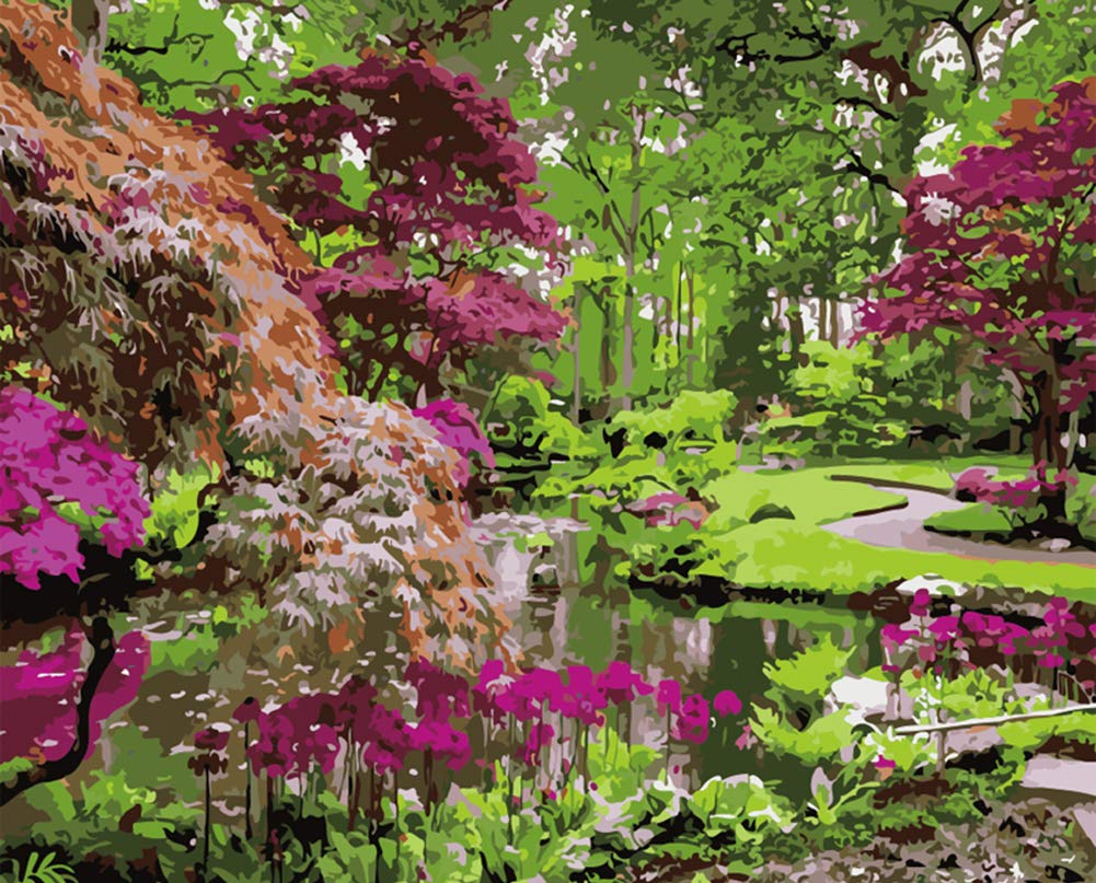 ABEUTY DIY Paint by Numbers for Adults Children, Roses in Glass Dome, Beauty and The Beast, Enchanted Rose 16x20 inches Number Painting Art Therapy (No Frame, Garden)