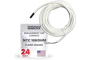 Replacement LuxHeat Temperature Floor Sensor, NTC 10kohm, 20ft Probe, 24 Month Warranty, Made in The USA