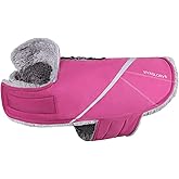 VIVAGLORY Snowrap Dog Coat, Jacket with Harness Hole, Dog Coat for Winter & Cold Weather, Fluffy Warm Fleece Lined Reflective Water Resistant for Puppy, S, Fuchsia