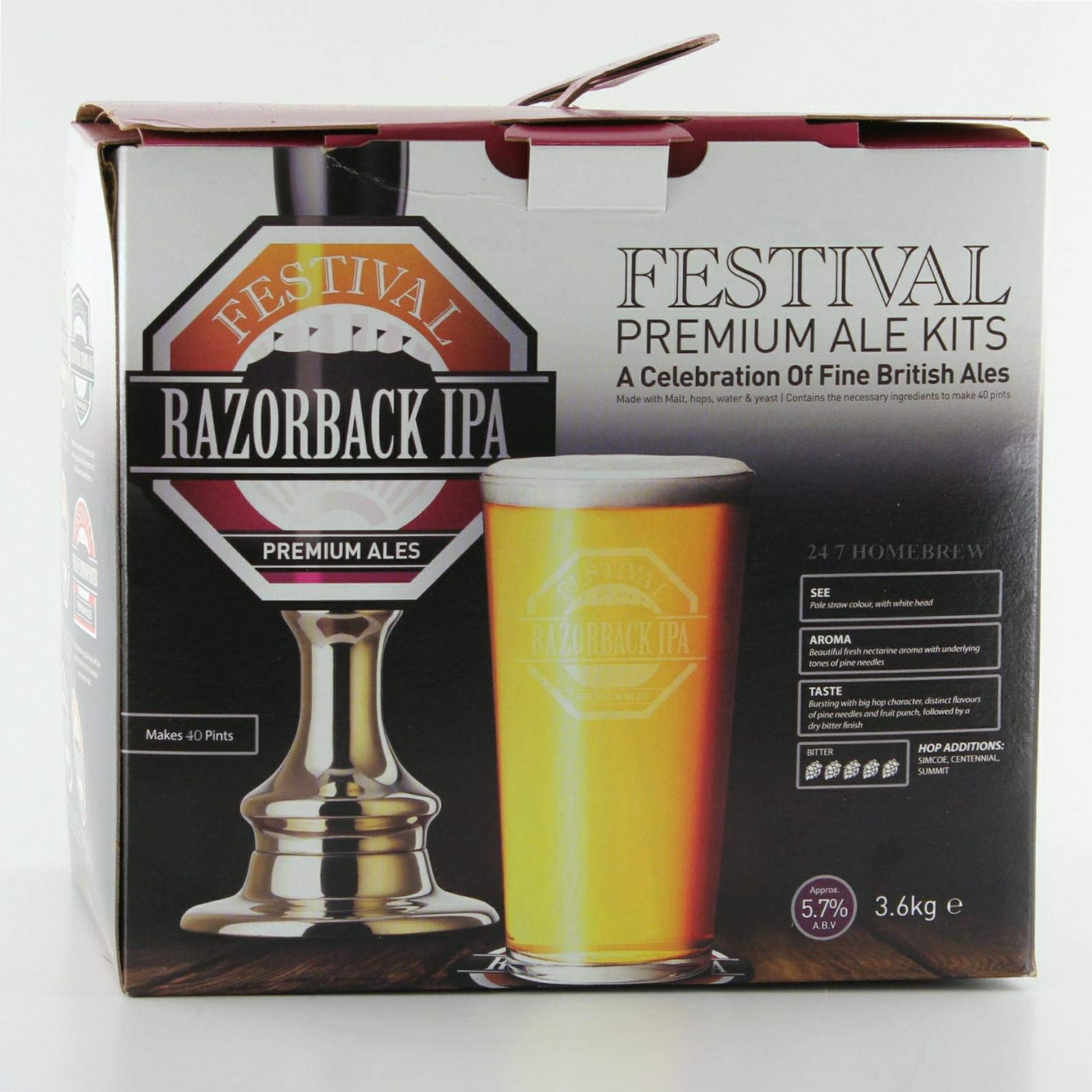 Festival Razorback IPA Premium Homebrew Kit, Makes 40 pints of 5% ABV Home Brew Real Ale