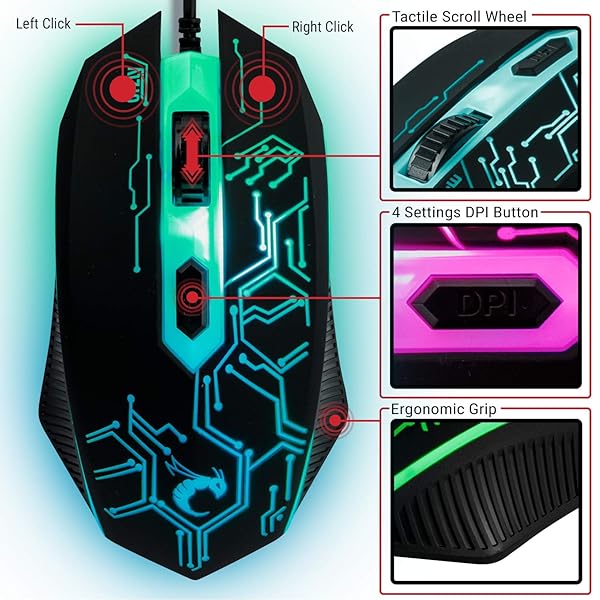 GAMING KEYBOARD AND MOUSE AND MOUSE PAD AND GAMING HEADSET, WIRED LED RGB BACKLIGHT BUNDLE FOR PC GAMERS AND XBOX AND PS4 USERS – 4 IN 1 EDITION HORNET RX-250