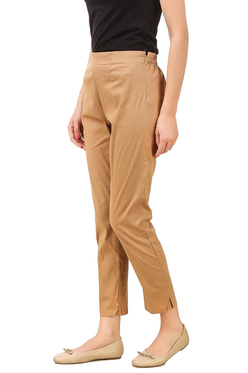q-rious women's cotton lycra trousers/pants/chinos (pack of 2)