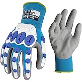Graloky Safety Work Gloves Men Women, Impact Gloves with TPR Protection, Cut Resistant Gloves with Anti-Slip Nitrile Palm,Touch Screen Mechanic Heavy Duty Glove,Impact Resistant Glove for Construction