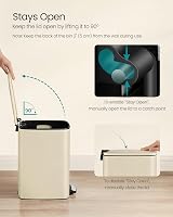 SONGMICS Steel Pedal Bin 20L with Inner Bucket Soft Close Stays Open Sand Beige view 6