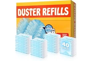 FTUTOM 40 Count Electrostatic Duster Refills Replacement Head for Swiffer Dusters,Unscented Disposable Dusters for Cleaning Home, Blinds, Fans, Corners (Only Duster)