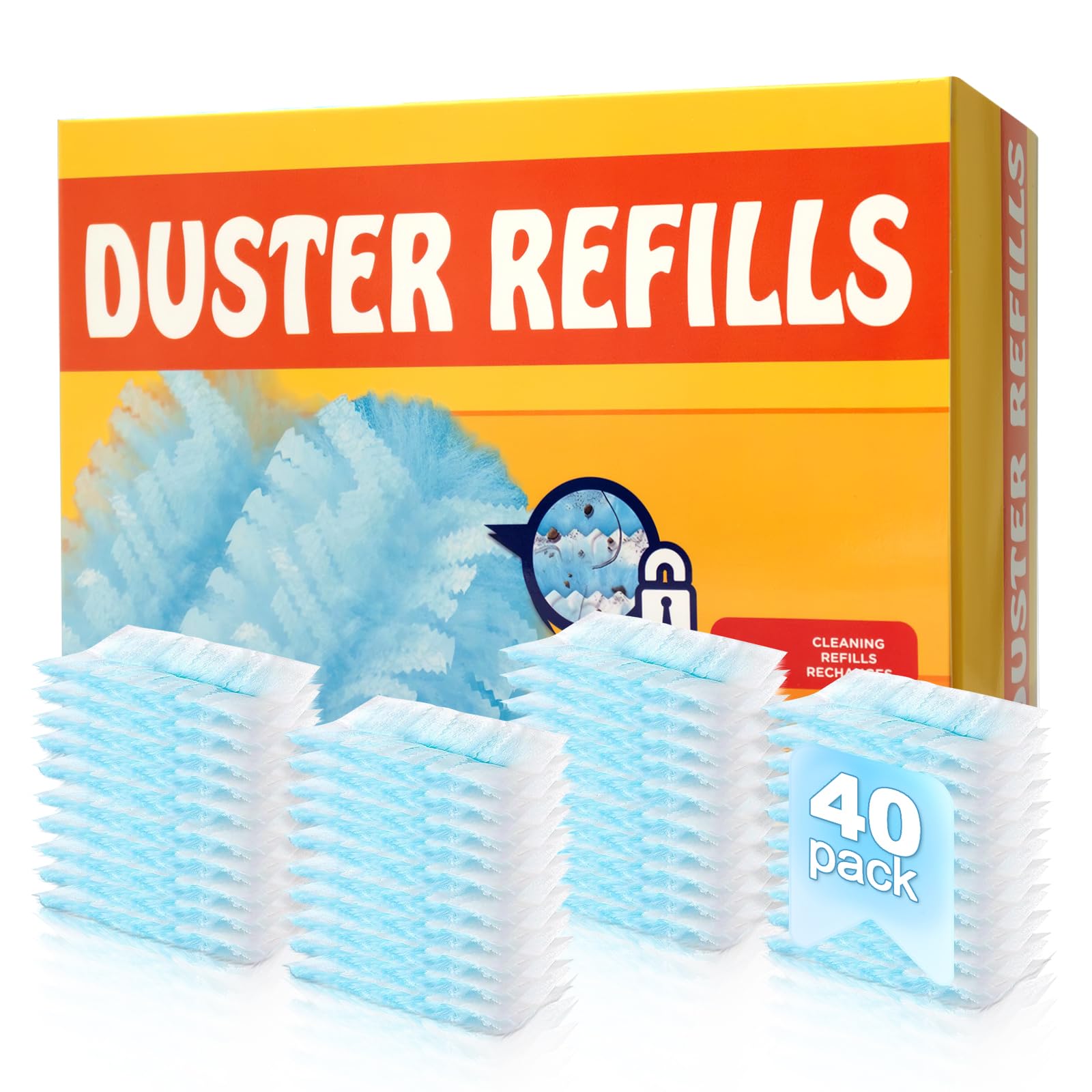 Photo 1 of 40 Count Electrostatic Duster Refills Replacement Head for Swiffer Dusters,Unscented Disposable Dusters for Cleaning Home, Blinds, Fans, Corners (Only Duster)