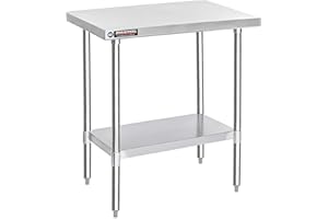 Food Prep Stainless Steel Table - DuraSteel 30 x 36 Inch Commercial Metal Workbench with Adjustable Under Shelf - NSF Certified - For Restaurant, Warehouse, Home, Kitchen, Garage