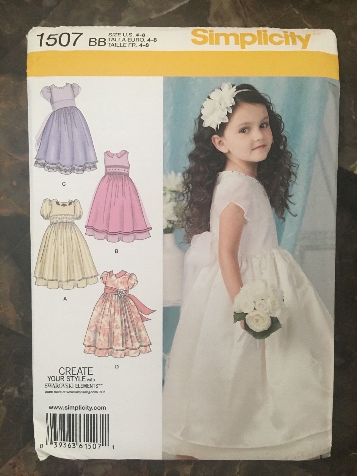 Simplicity US1507BB Size BB Toddler's and Child's Special Occasion Dress White