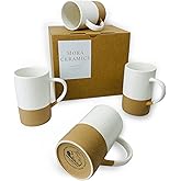MORA Ceramics 12oz Coffee Mug Set of 4 - Ceramic Tea Cups with Handle - Microwave and Dishwasher Safe, Perfect For Cup or Mug Lovers - Rustic Matte Glaze, Modern Design Mugs - Petro